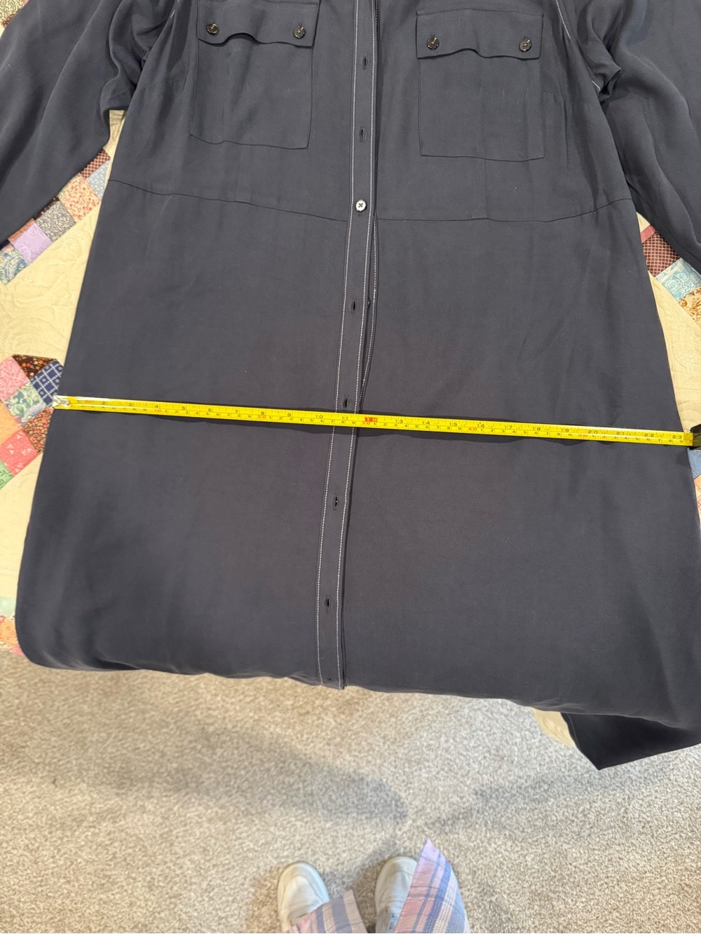 J. Jill Long Navy Button-Front Maxi Shirt Dress - Picture 11 of 12